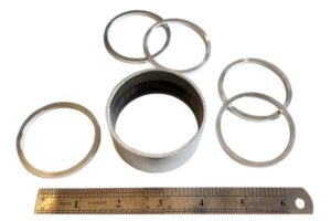 High-quality bearing rings and rollers for machinery.