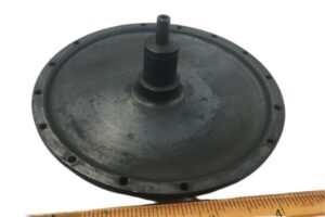 Heavy-duty rubber diaphragm used in industrial valve applications for fluid control.